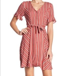 Abound Red and White Tie Front Dress